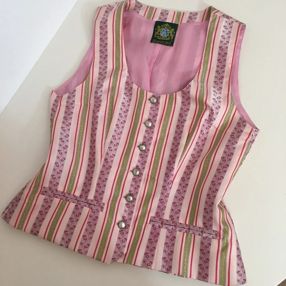 Vintage Cottagecore Corset Top Vest Pastel Pink Made in Germany Barbiecore - Picture 1 of 16